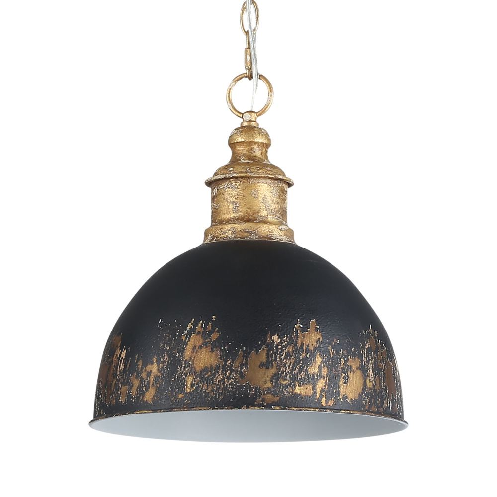 Golden Lighting Alison 1-light Pendant in Vintage Gold and Weathered Black Iron shade
